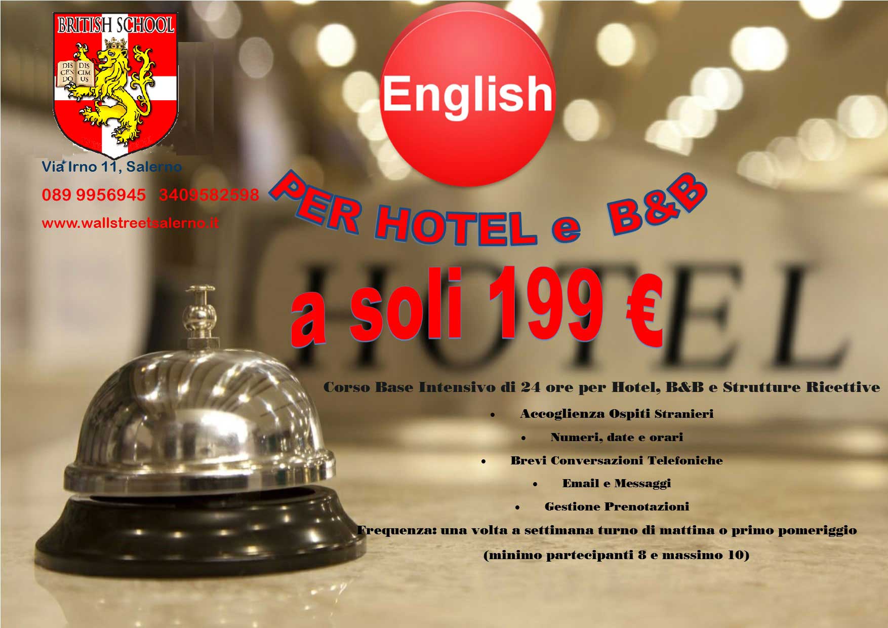 corsi per hotel e b&b della British School International Salerno