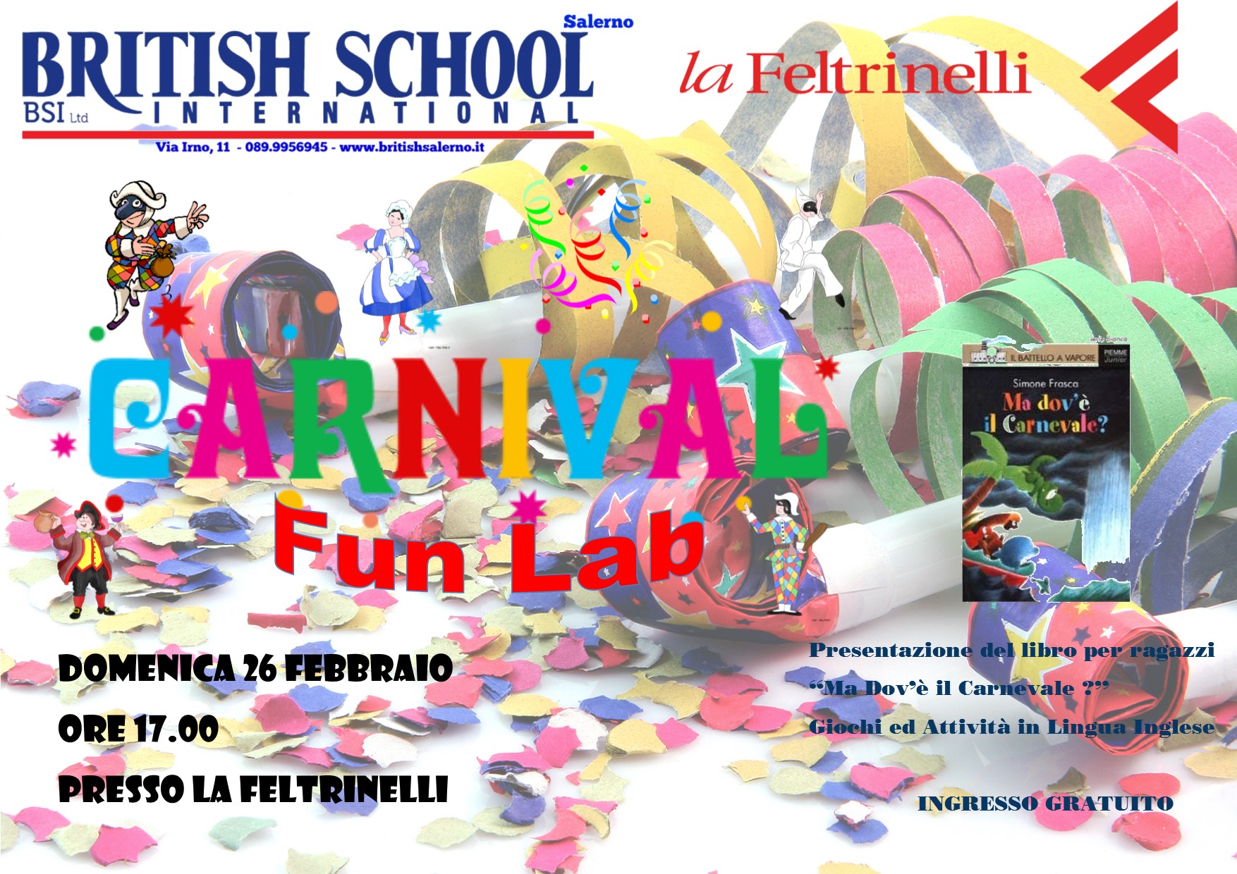 serata con giochi ed attività in lingua inglese.